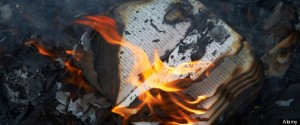 Books burning in fire
